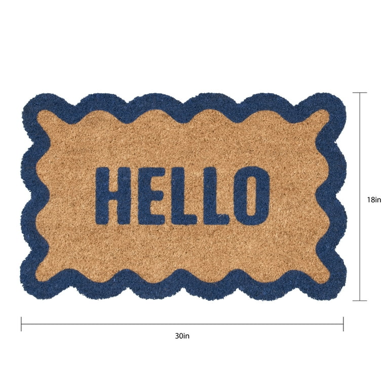 Hello (￣-￣)ゞ① Mainstays by Becky G. & Alejandra Coir Outdoor Mat, Hello with