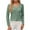 Green, variant on ATOYSOY Trendy Solid Color Tops Casual Outwear Fall Loose Eyelet Shirts for Women V Neck Pullovers Button Long Sleeve Tees Pink M