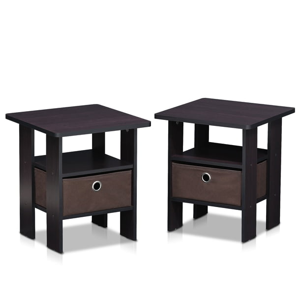 Furinno 2 Petite End Table Bedroom Night Stand Set of Two, Multiple