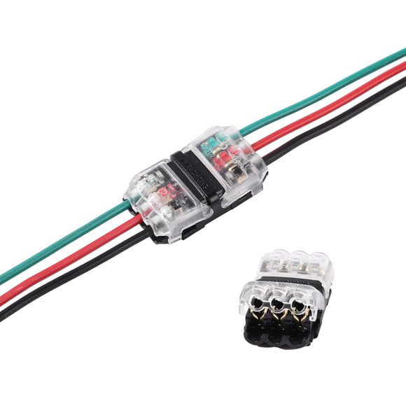 shiyou-Brightfour Low Voltage Wire Connectors, Quick Solderless 3 Pin Small Connectors, 20-24 Gauge Wire Splice, 2 Way 3 Pins 24 Pack