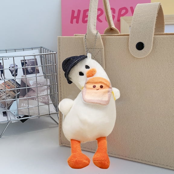 Plush Pendant Crooked Neck Duck Doll Plush Keychain Soft Adorable with Hanging Rope Easy to Hang Bag Pendant