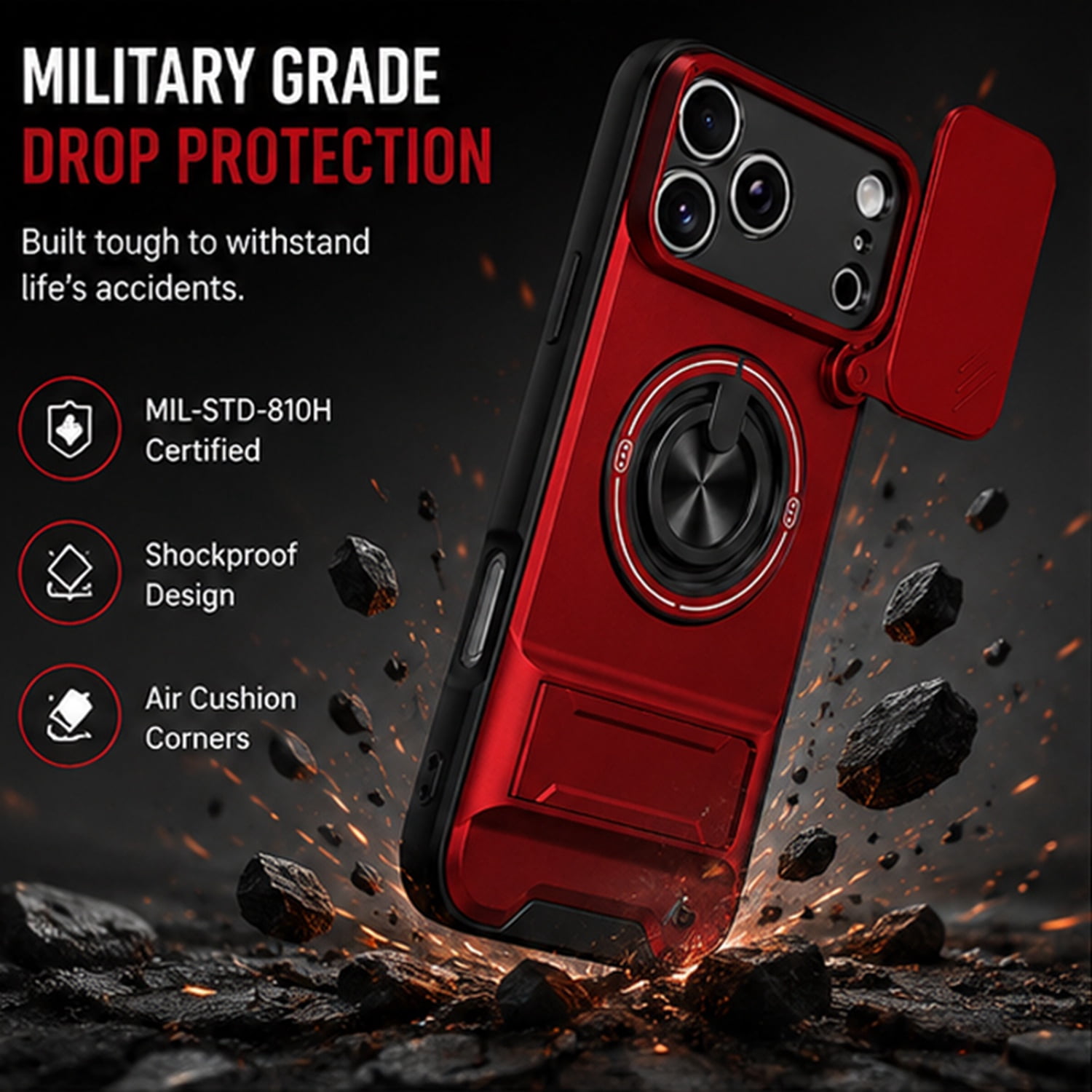 All-In-One Rugged Case for iPhone 17 Pro - Red