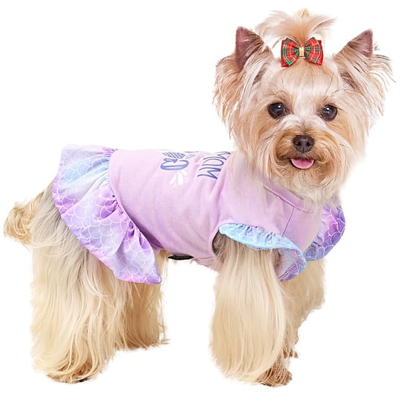 Dog Clothes for Small Dogs Yorkie Chihuahua , Cute Puppy Doggie Dress Pet Floral Shirt Tutu Skirt Apparel Outfit, Light Purple XS