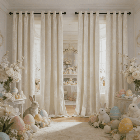 Crushed Velvet Grommet Curtains, 4 Panels Light Filtering Window Drapes, Easter Home Decoration, Pet Friendly & Eco-Friendly, Multiple Sizes & Colors