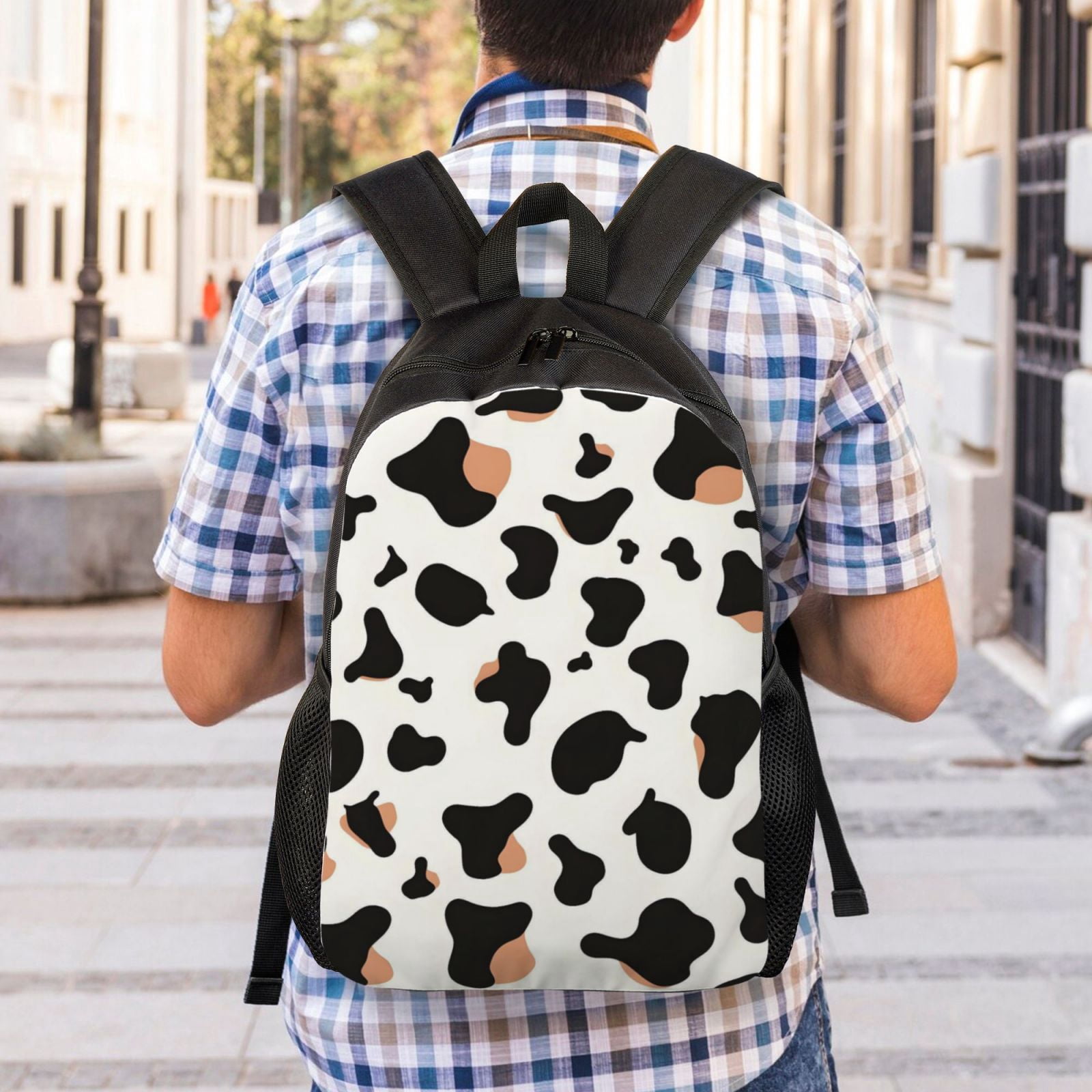 Single Side Full Backpack 16.1×11.8×4.5in Large Capacity Breathable Shoulder Belt Leisure Simple And Strong Bearing Capacity Simple Cow Print Pattern1_1