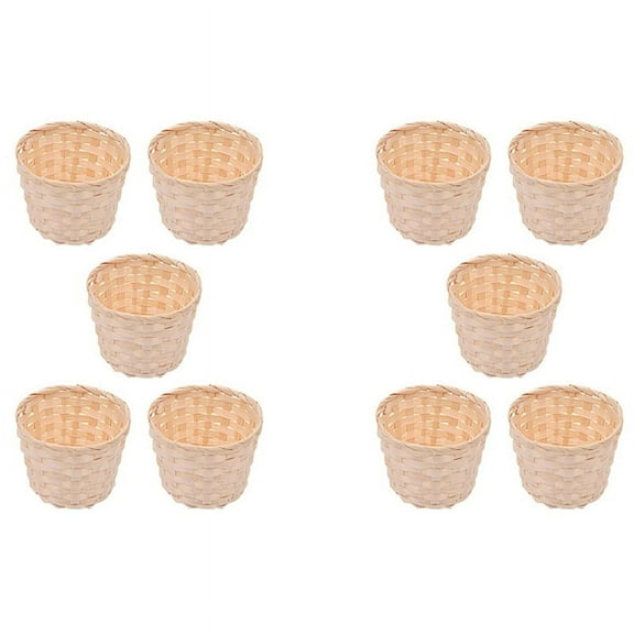 10PCS Mini Woven Baskets Without Handles for Favors Crafts Decor Suitable for Various Occasions(7.5X6cm)