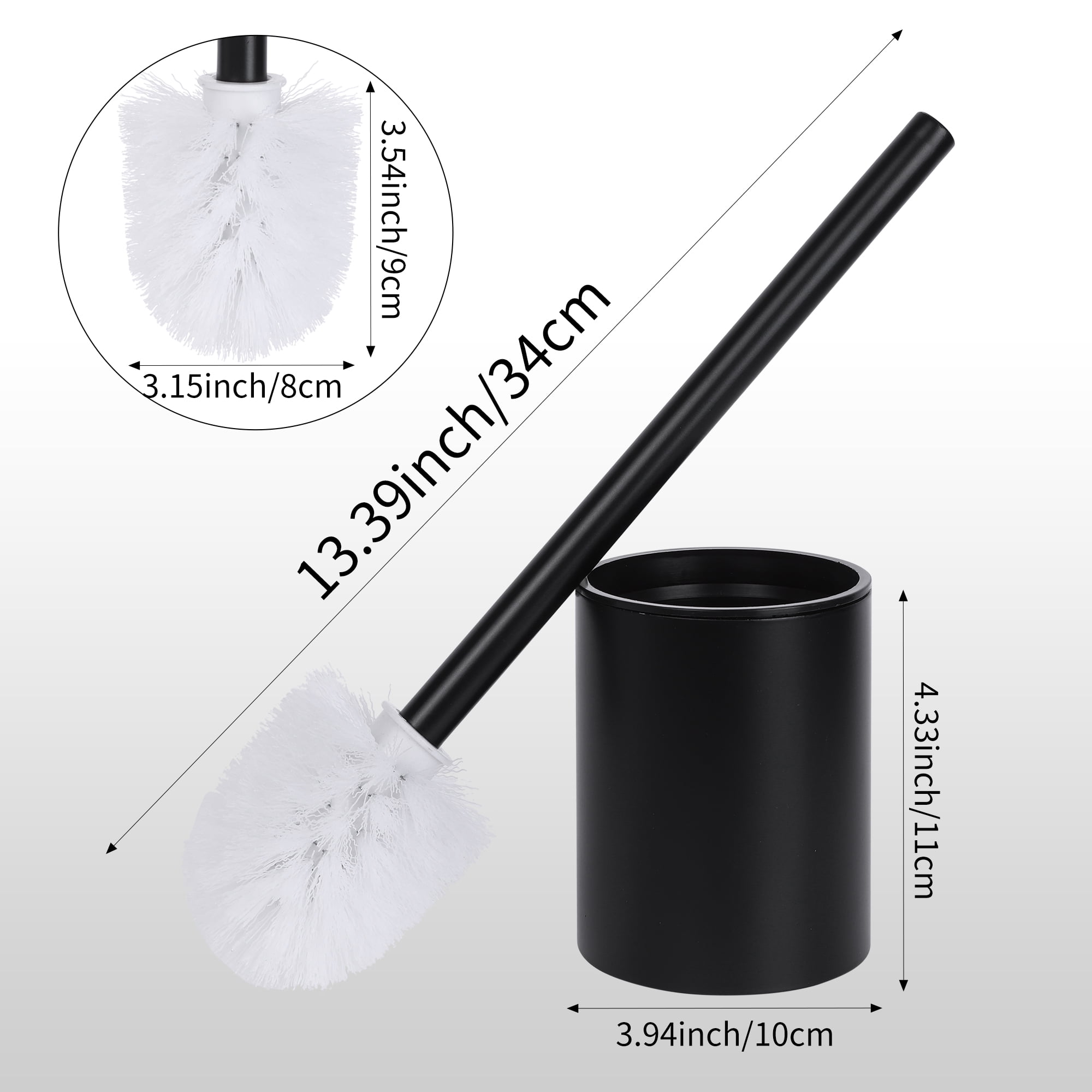 Unique Bargains Stainless Steel Toilet Bowl Brush and Holder Wall Mounted Black