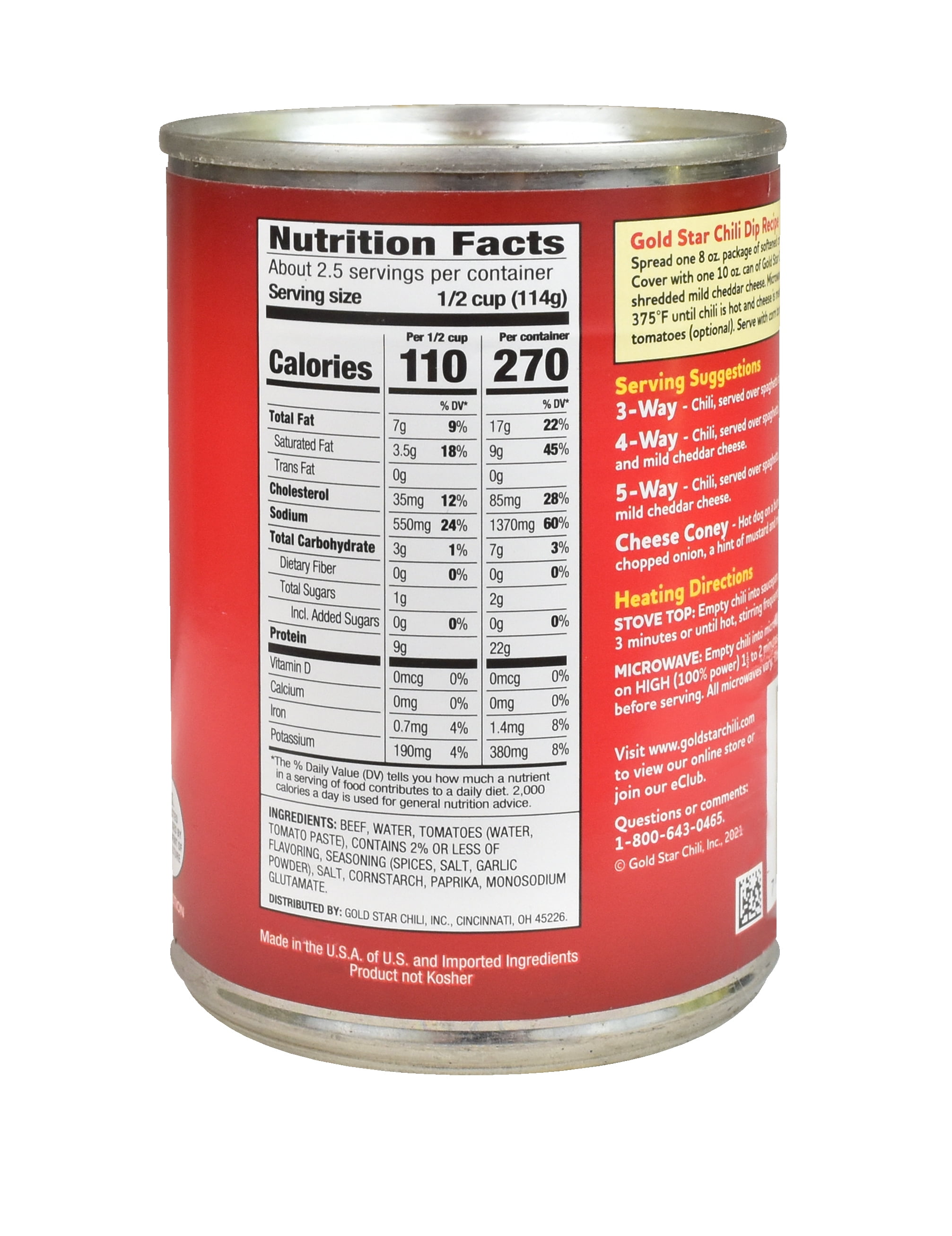 Gold Star Original Chili, 10 oz Metal Can