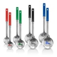 thumbnail image 1 of Cucharas para servir con control de porciones (juego de 8), cucharas para servir con y sin ranuras, utensilios de acero inoxidable resistentes para controlar las porciones, cucharas de 2, 4, 6 y 8 oz, 1 of 7