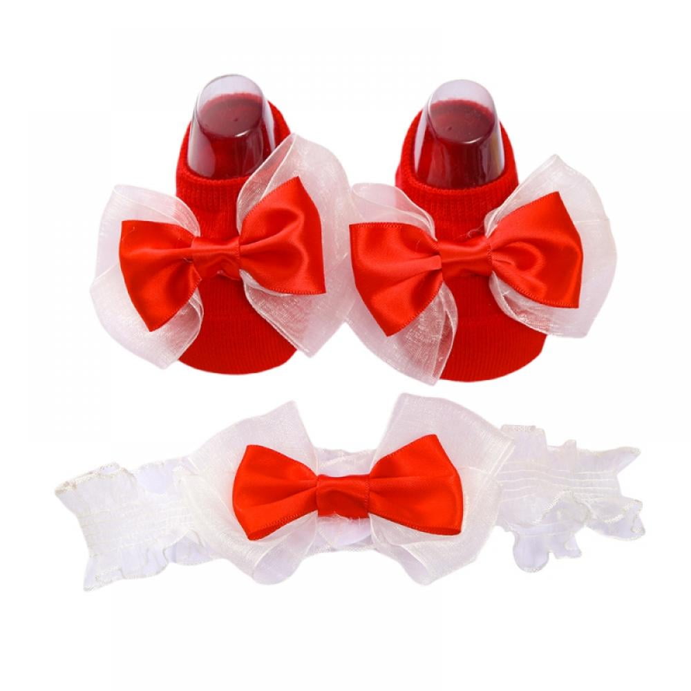 Baby Girl Headband and Socks Set, Cute Headbands and Socks for Newborn