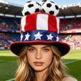 thumbnail image 3 of Hat Football Party Hat Hat With Football Decoration High Top Hat Football Clothing Hat Patchwork Hat, 3 of 6