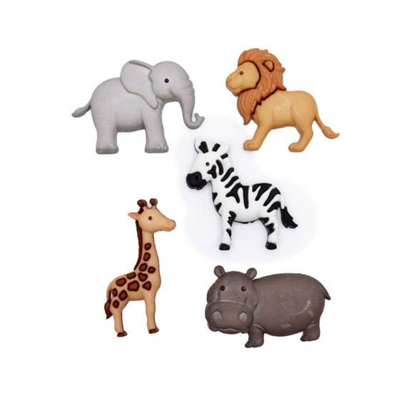 Dress It Up Buttons, Zoo Cuties, Sewing Fasteners, Multi-Color, 5 Pieces