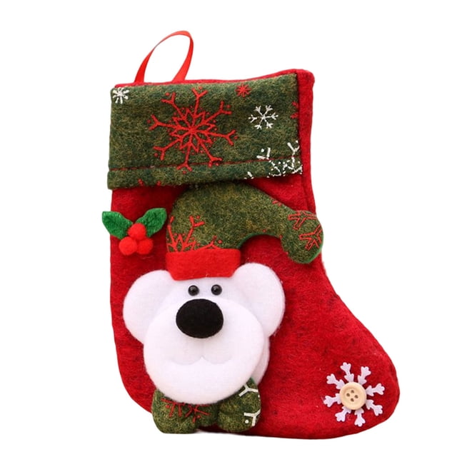 Matsuzay Bolsas de Navidad con estampado de copos de nieve Embalaje Elk Árbol de Navidad Calcetines Calcetines Goodie Bolsa Navidad Dulces Kits de decoración para fiestas Llevar