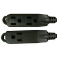 thumbnail image 2 of Royal Designs, Inc. Flat Plug Extension Cord for Indoor & Outdoor, 12 ft long, Black, 6 Outlet Prong Grounded Wire UL Listed, Set of 2, 2 of 5