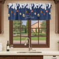 thumbnail image 6 of Navy Blue Christmas Curtain Valances for Windows, Kitchen Valance Window Treatments Panel 2 Pack, Xmas Balls Snowflake Botanical Rod Pocket Short Curtains for Bathroom Bedroom 42 x 18 Inch, 6 of 8