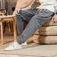 thumbnail image 6 of Timegard Cotton Linen Pants for Men Plus Size Elastic Waist Cropped Pants Casual Baggy Trousers Summer, 6 of 8
