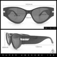 thumbnail image 3 of Womens Thick Temple Mod Cat Eye Plastic Fashion Sunglasses Black Silver - Smoke, 3 of 5