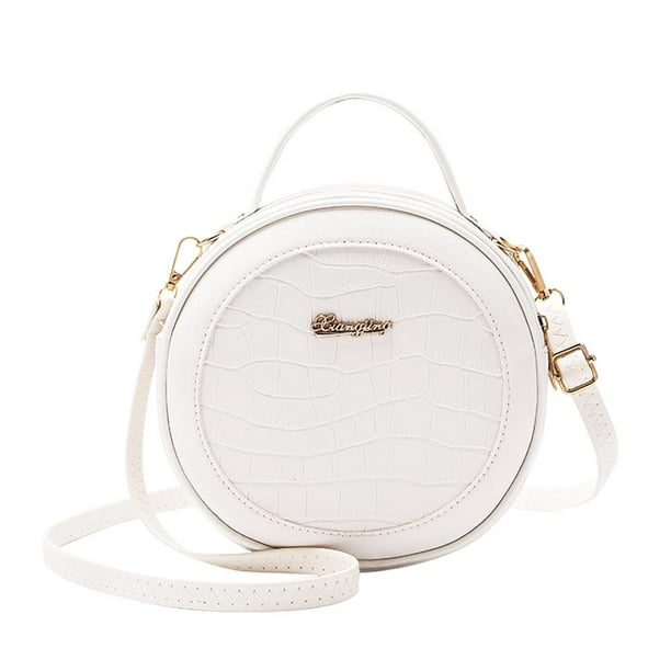 3pcs Mujeres Alligator Hombro Alligator PU Circle Zip Crossbody Bag (blanco)