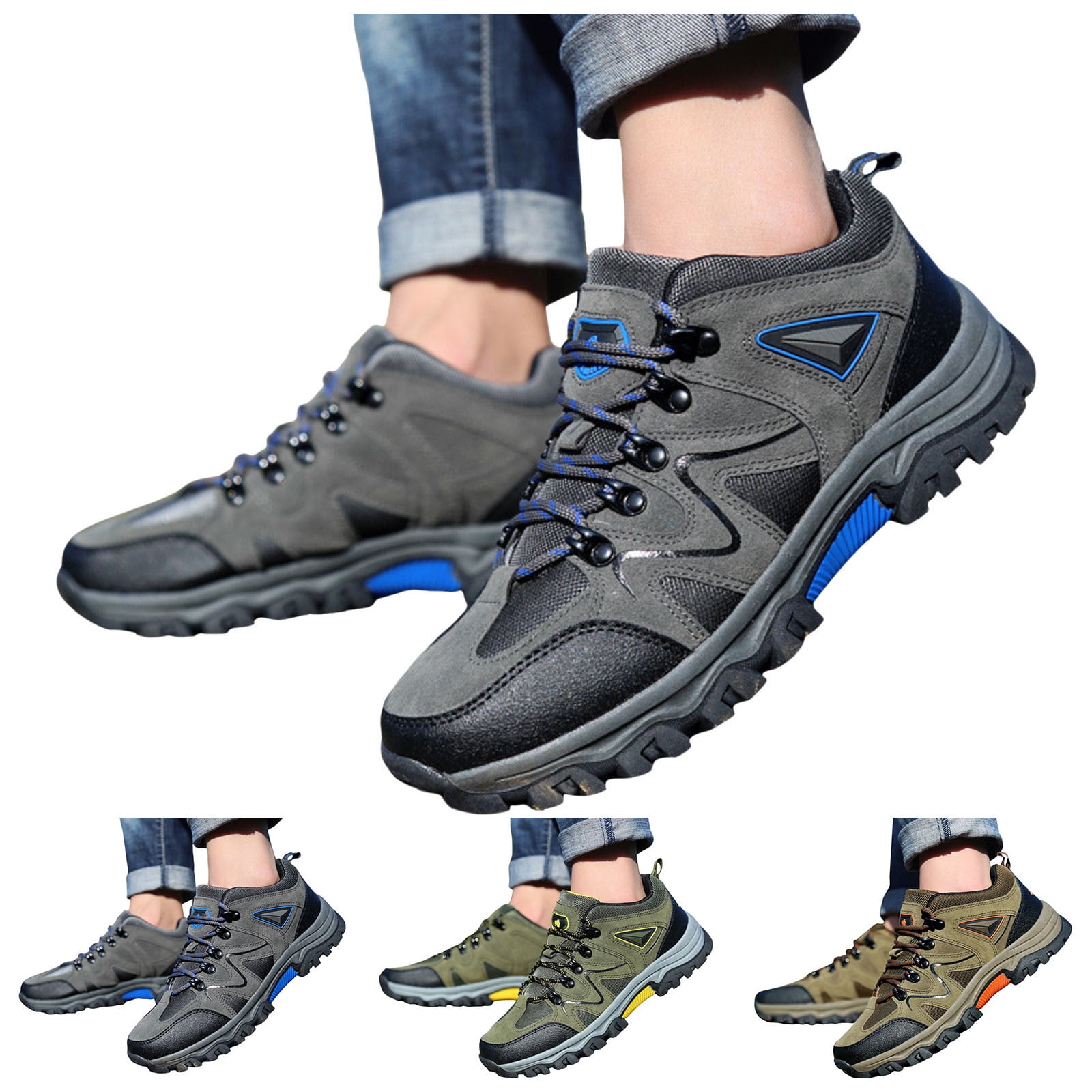 Mepaouo Men's Slip on Hiking Shoes Trekking Camping Walking Shoes Waterproof Anti Slip Outdoor Shoes