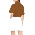 thumbnail image 6 of HAPPY BAY Women's Casual Hawaiian Blouses Shirt Dressy Blouse Short Sleeve Button Down Dress Tops Tee Shirts T Shirts for Women M Solid, Autumn Brown, 6 of 6
