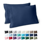 Bare Home Pillowcase Set - Premium 1800 Collection - Double Brushed - Ultra Soft - King Size, Dark Blue, 2 Count