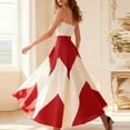 thumbnail image 5 of Floral Skirts for Women Womens Color Block Pleated Maxi Skirt High Waist A-Line Flowy Elegant Long Skirts Red XXL, 5 of 6