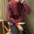 thumbnail image 2 of Suéter de punto para hombre, ropa popular coreana para otoño e invierno, jersey de cuello redondo y redondo, estilo vintage, 2 of 5