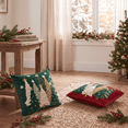 thumbnail image 5 of Sm:)e Red Green Tree Snowflakes Christmas Throw Pillow Covers 18x18 Inch, Soft Plush Faux Fur 3D Embroidered Decorative Cushion Covers for Sofa Home Decor, 5 of 8