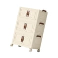 thumbnail image 2 of Abbracc Foldable Storage Cabinet Fashion Portable for Farmhouse Drawing Room Kitchen Beige 3 Layers 75 cm, 2 of 9