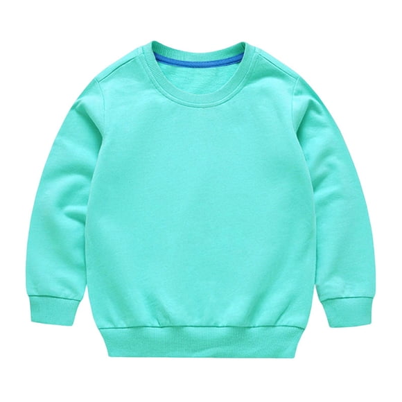 Milgrthf Chandail de Base Uni pour Tout-Petits Garçons Filles, Coton Mince, Manches Longues, Col Ras du Cou, Sport, Haut à Enfiler Décontracté, Vert Menthe, 12 Ans