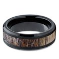 thumbnail image 2 of Silly Kings 8mm Black Tungsten Carbide Wedding Band Deer Antler Ring Design Comfort Fit, 2 of 3
