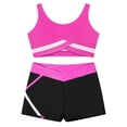 thumbnail image 3 of JanJean Kids Girls Athletic Tracksuit 2 Piece Outfits Dance Tank Tops Sport Bra and Yoga Shorts Hot Pink 6, 3 of 5