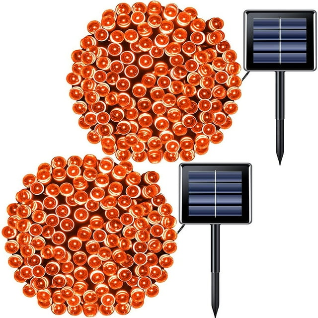 2 Pack Green Lights Solar Powered 200 LED 75.5ft Each Solar String Lights Outdoor Waterproof 8 Modes Green Christmas Lights for Patio Garden Tree Halloween Decorations