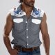 thumbnail image 3 of Camisas de Cuello para los Hombres de Moda Casual Imprimir Turndown Cuello sin Mangas Bolsillos Deportivos Tanque, Ligero Top de Verano, 3 of 5