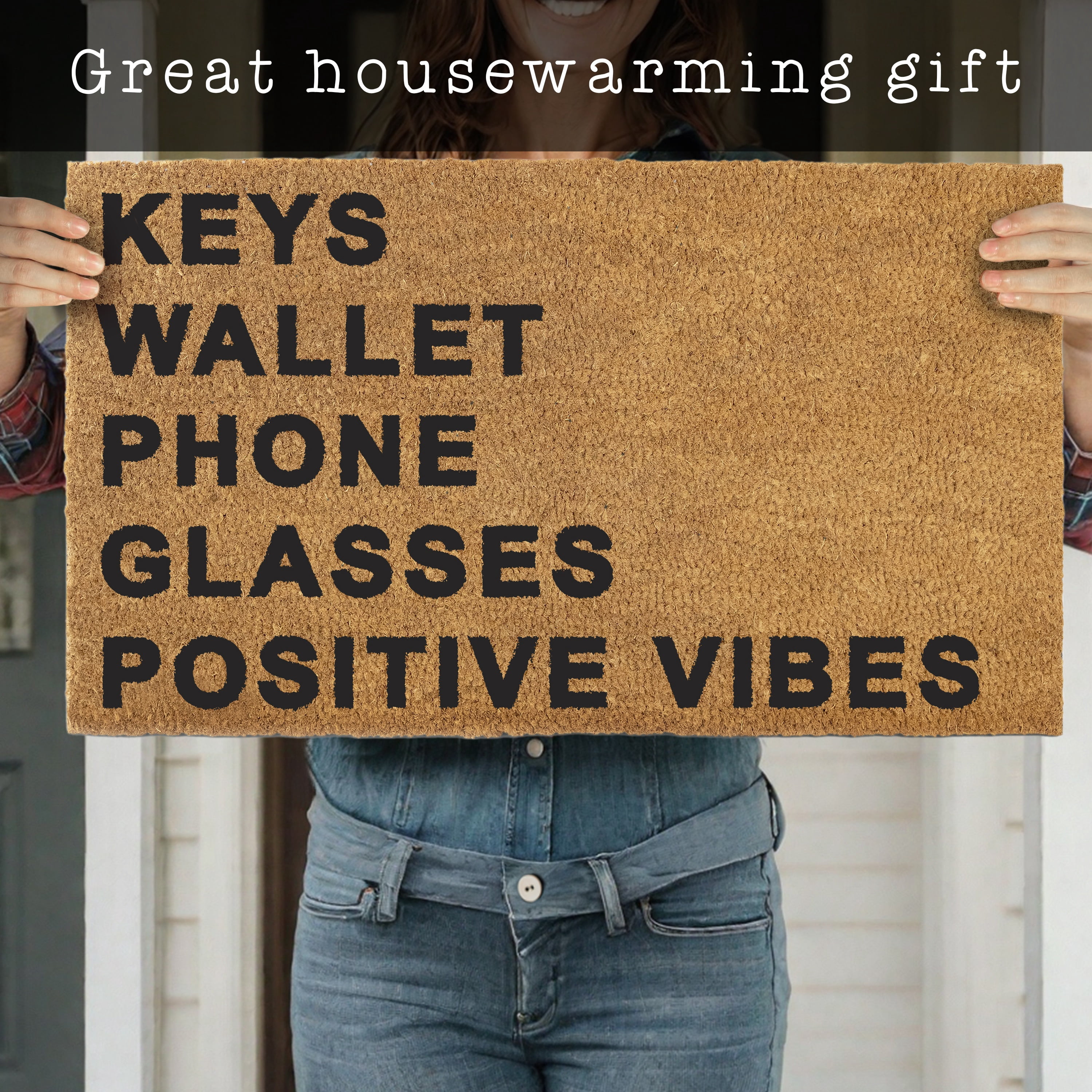 Keys Wallet Phone Glasses Doormat 30x17 Inch, Funny Outdoor Welcome Mat for Outside