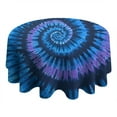 thumbnail image 4 of Blue Tie Dye Pattern Round Tablecloth 60"x60",Wrinkle Wipeable Table Cloth for Kitchen Dining Room Picnic Patio Party, 4 of 6