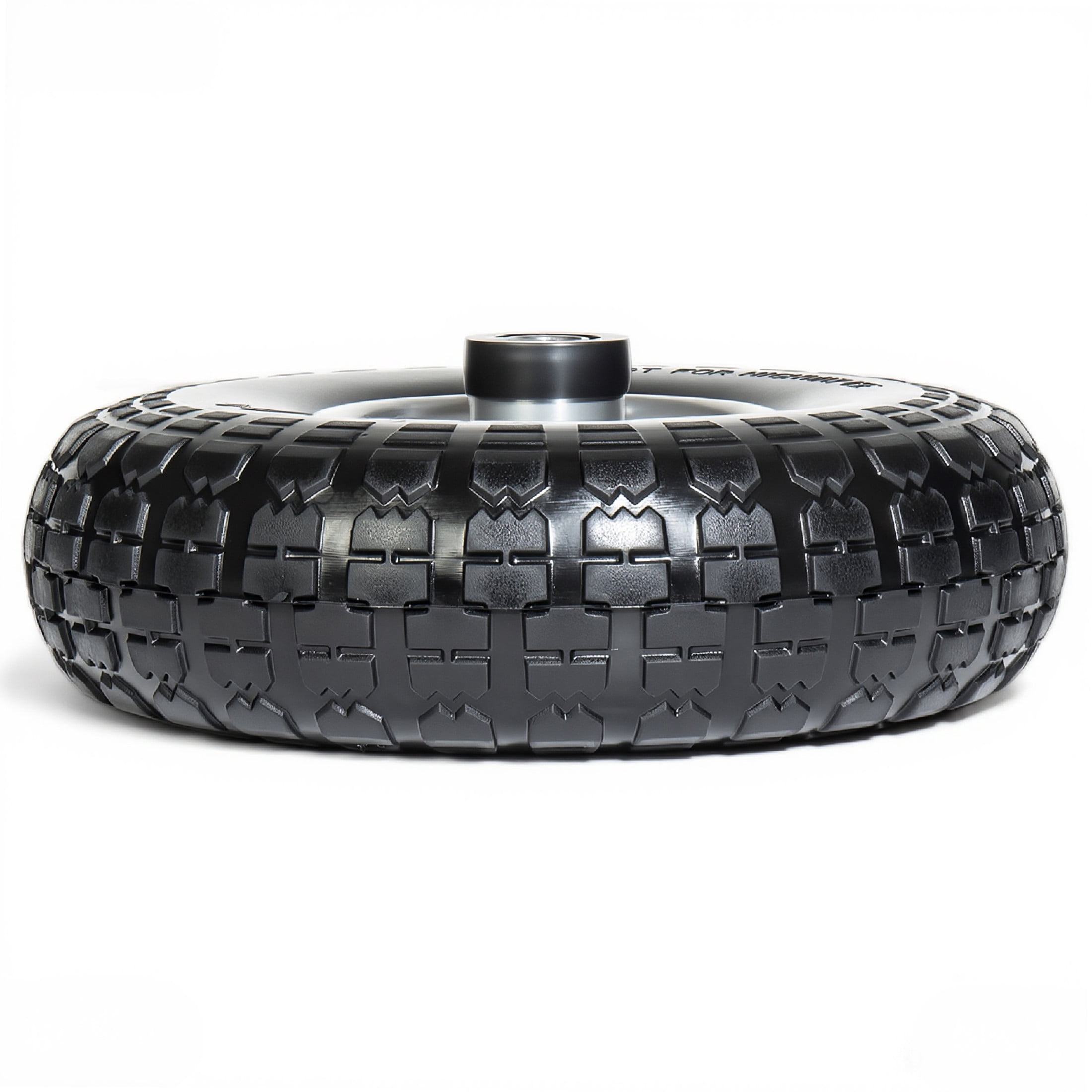 Noble House 10" x 3.2" Solid Flat-Free Tire & Wheel with 5/8" Bearings, Black, Heavy Duty for Wheelbarrows, Set of 4