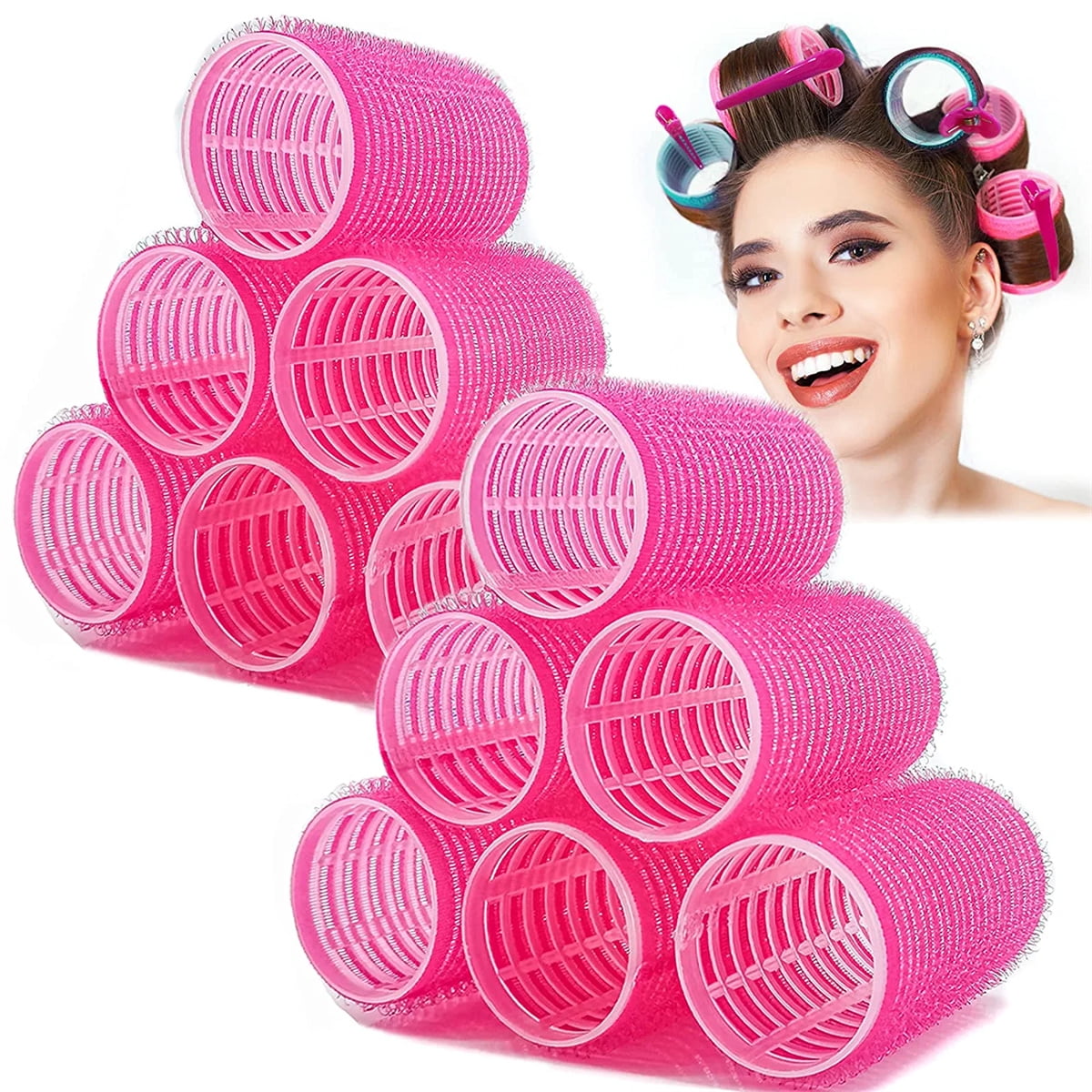 Casewin 12 Pcs Hair Rollers Set,Self Grip Hair Rollers, Salon Hairdressing Curlers Hair Curlers