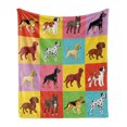 thumbnail image 1 of Dogs Soft Flannel Fleece Throw Blanket, Colorful Checkered Pattern Different Breeds Animal Pet Lover Themed Print, Cozy Plush for Indoor and Outdoor Use, 60" x 80", Multicolor, by Ambesonne, 1 of 6