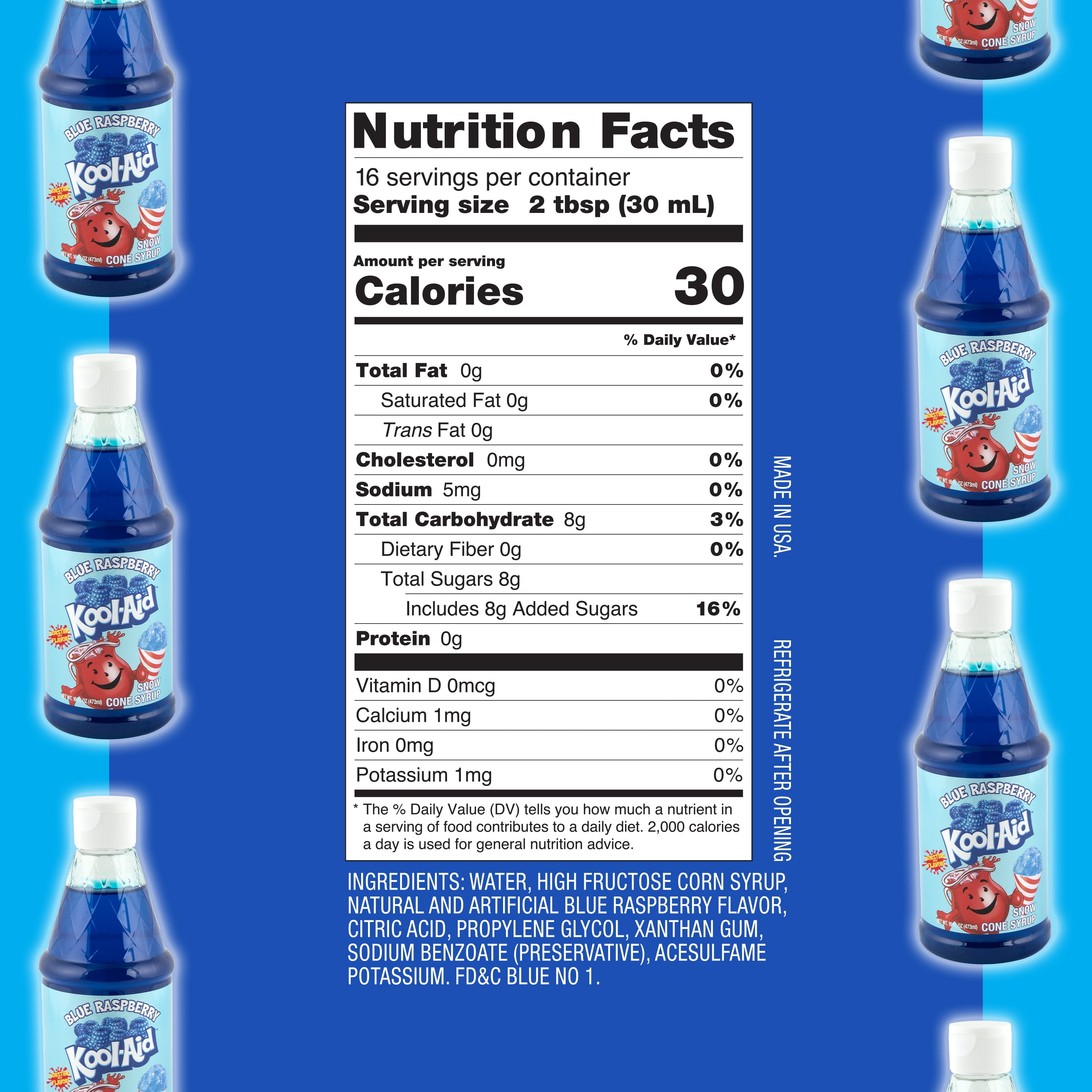 Kool-Aid Blue Raspberry Snow Cone Syrup, 16 fl oz Bottle