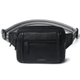 thumbnail image 1 of Riñonera LATMAP 3L con triple cremallera, unisex, piel sintética negra, 1 of 9
