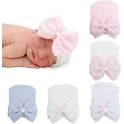 BQUBO 5 Pieces Baby Turban Hats Turban Bun Knot Baby Infant Beanie Baby Girl Soft Cute Toddler Cap