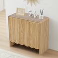 thumbnail image 2 of Wirrytor Wood Buffet Sideboard with 2 Wave Doors, Short Storage Cabinet with Adjustable Shelves for Living Room Dinning Room Kitchen, Natural, 2 of 9