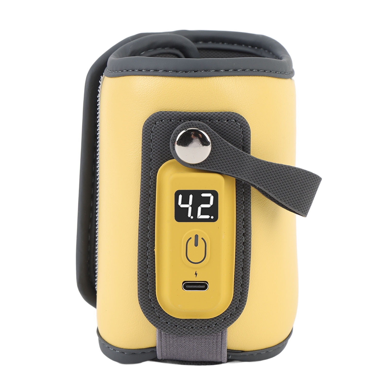 BIMZUC Portable Baby Milk Warmer Bag with 5 Adjustable Temperature Settings and Digital LCD Display Travel Fast Heating Bottle Warmer Sleeve and USB Cable for Infants Toddlers Yellow 5.64oz