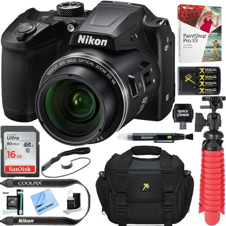 Nikon COOLPIX B500 16MP 40x Optical Zoom Digital Camera w/ WiFi - Black (Certified Refurbished) + 16GB SDHC Accessory