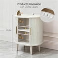 thumbnail image 2 of Aisword Nightstand Set of 2 with Charging Station, Fluted Accent Side Table with Sliding Door and Adjustable Shelf, End Table for Small Space, White, 2 of 5