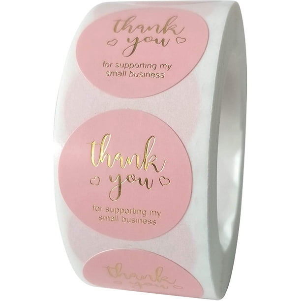 Pink Thank You Sticker Roll 1 Inch Round Adhesive Label For Wedding, Anniversary And Birthday (1roll/500 Pcs)