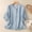 Blue, variant on Women's Eyelet Lace Shirts Liweisiy V Neck Button Down Linen 3/4 Sleeve Blouse Solid Color Causal Trendy Vocation Tops Pink M