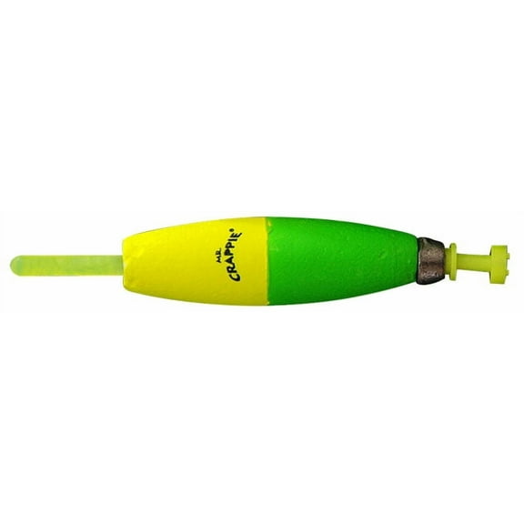 Betts Mr. Crappie M2BW-2YG-GL Flo- Glo Lighted Fishing Bobbers, 2-1/2", Cigar, Yellow/Green, 2-Pack