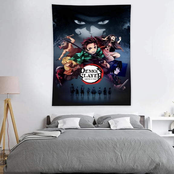 Demon Slayer: Kimetsu no Yaiba Cartoon Flag Funny Tapestry Indoor Outdoor Wall Art Tapestry for Bedroom Teens Room Decoration Living Room Bedroom 30"×40"inch